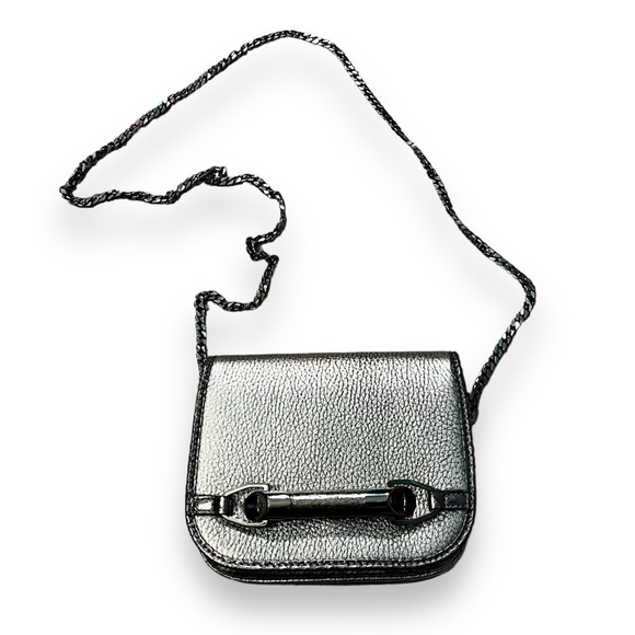 Jimmy Choo Metallic Elaphe Zadie Crossbody Purse Pebbled Leather Chain Strap - Picture 1 of 12